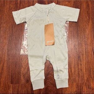 NWT Goumi Kids Swell Baby Zipper One Piece SZ 0-3mo Short Sleeve Jumpsuit Bamboo